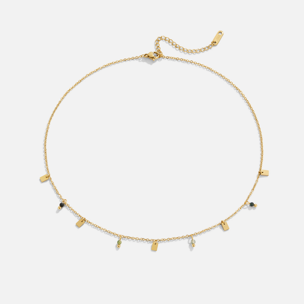 Tara – Halskette mit quadratischen Tropfen in Gold