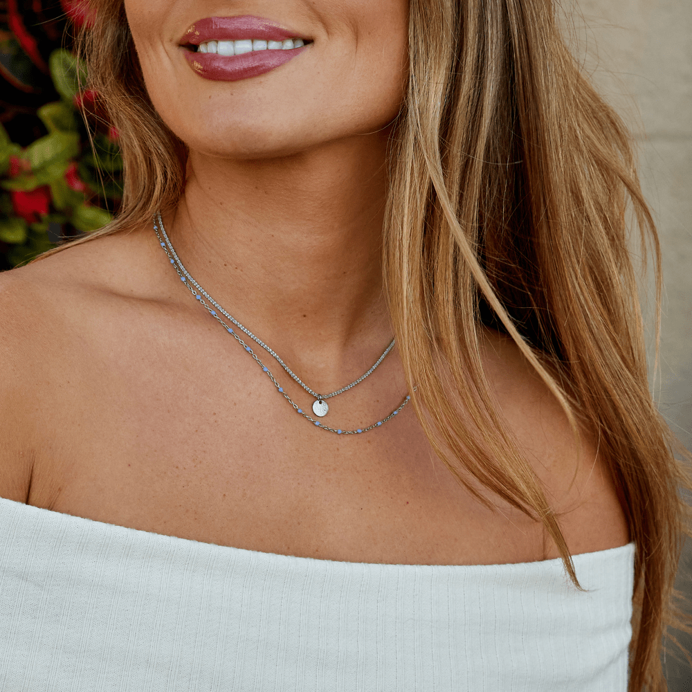 Lia Layered Silver Coin Bead Necklace - Beautiful Earth Boutique