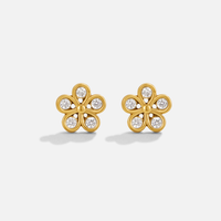 Five Petal Bloom Gold Earrings