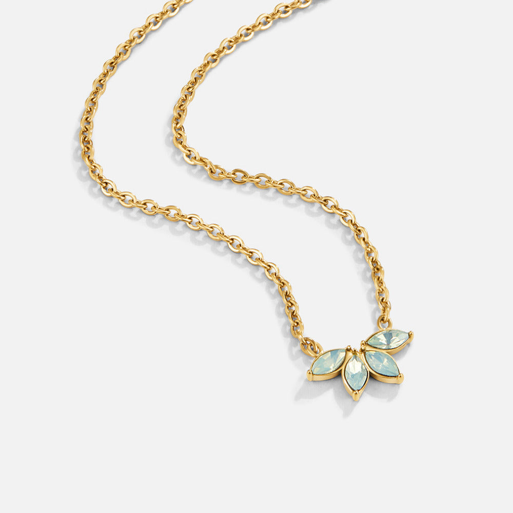 Halskette mit gravierten Wildblumen Gold