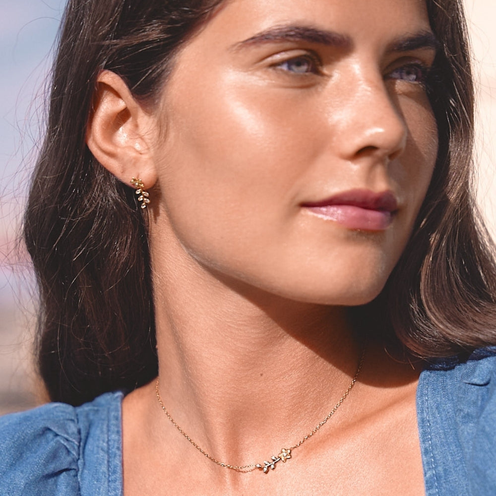Golden Crystal Vine Earrings