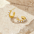 Lena Pearl Gold Hoop Earrings