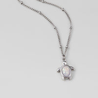Opal Silver Turtle Pendant Necklace