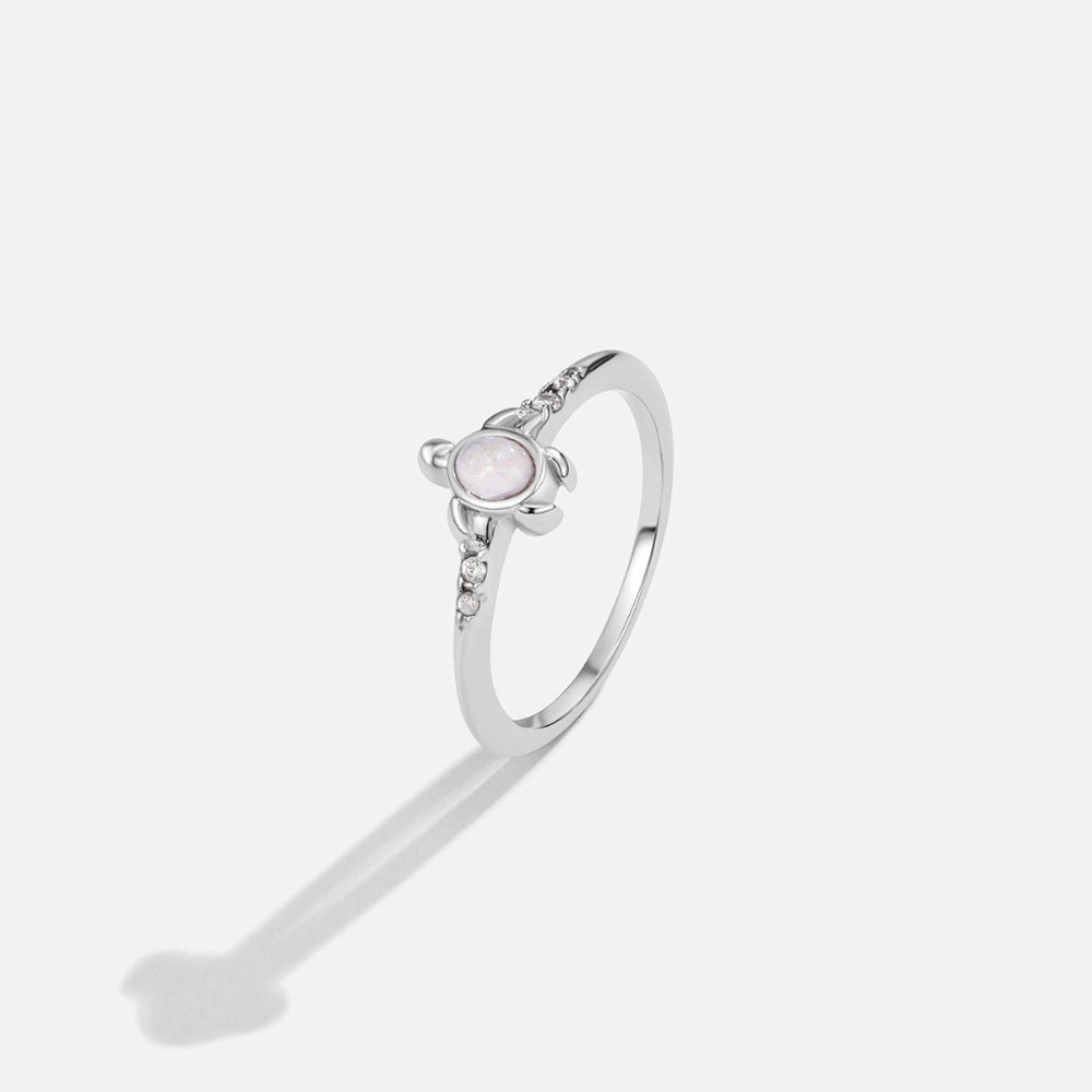 Weißer Sakura-Ring Gold