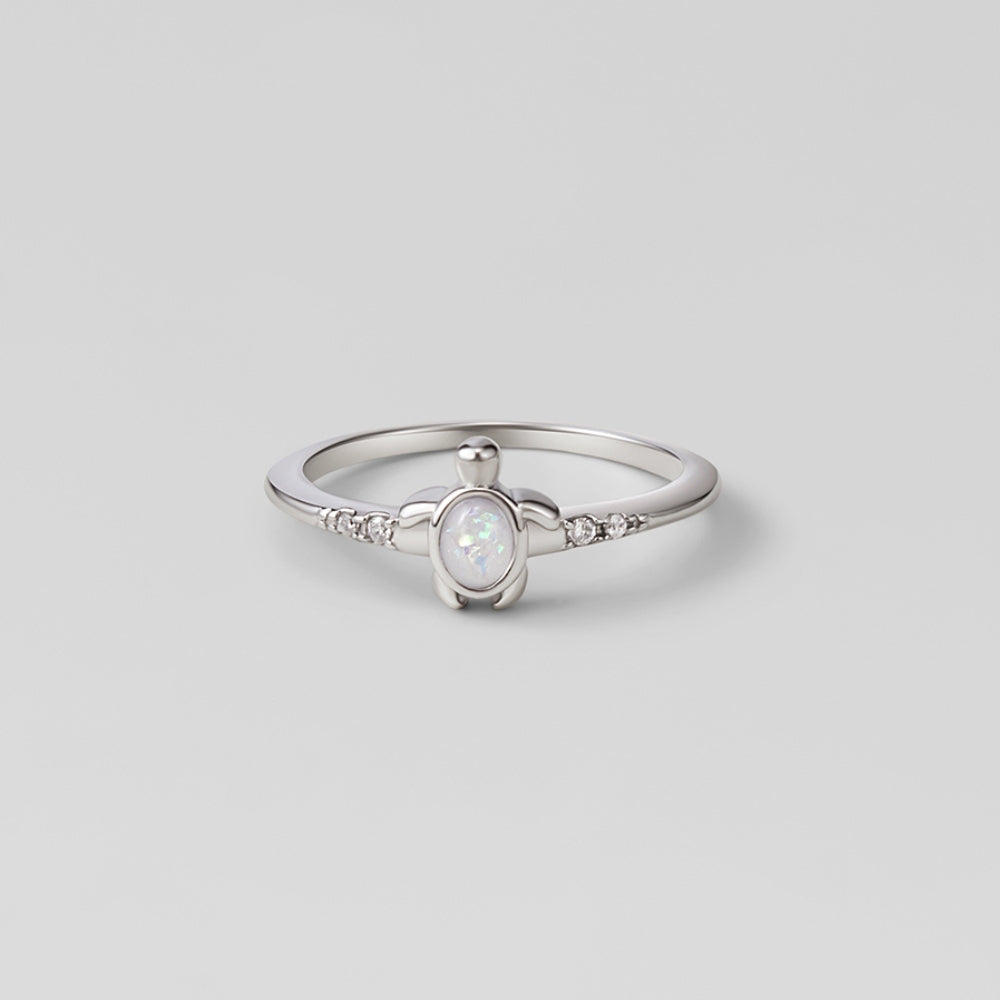 Weißer Sakura-Ring Gold