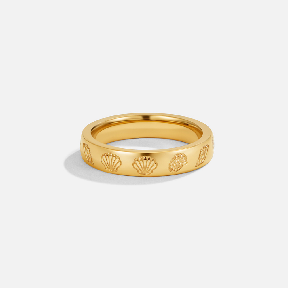 Weißer Sakura-Ring Gold