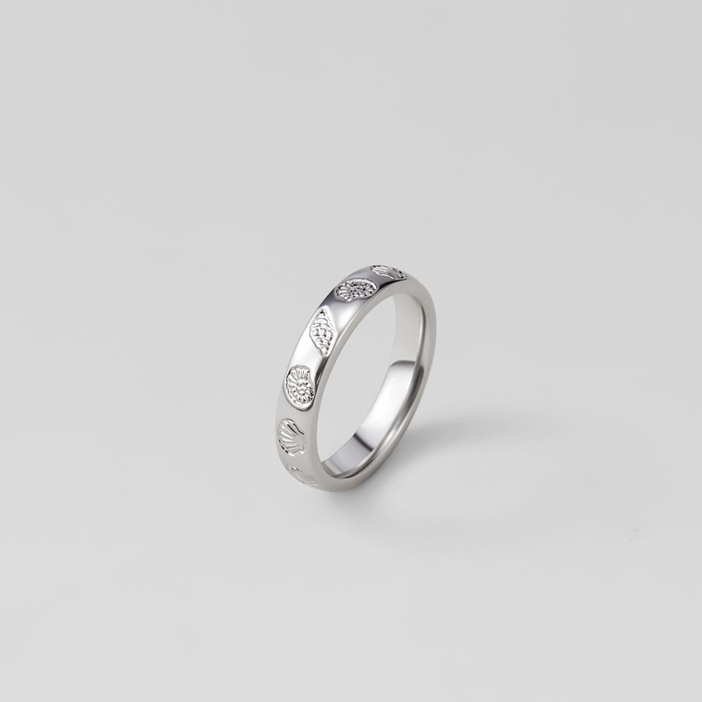 Weißer Sakura-Ring Gold
