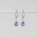 Silver Purple Teardrop Earrings