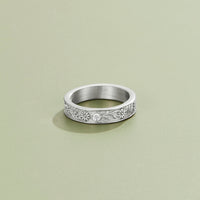 Silver Sculpted Flower Band Ring