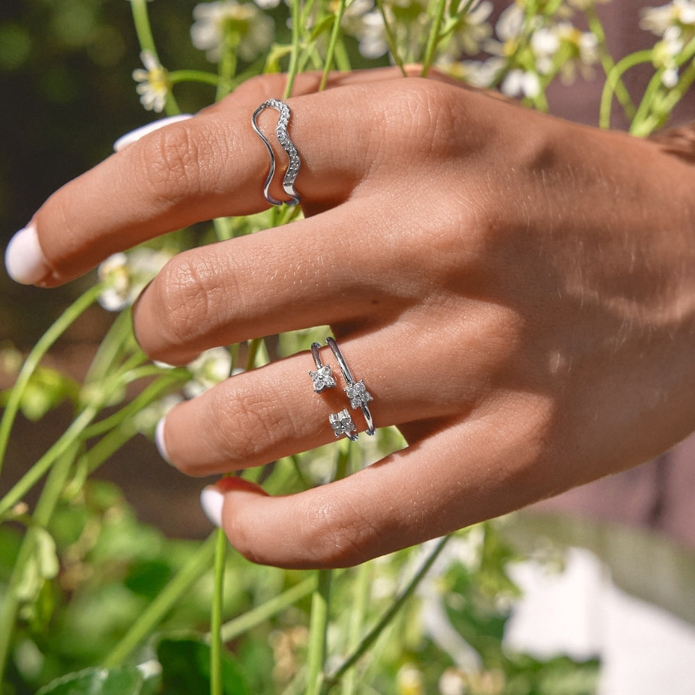 Twin Petal Silver Ring
