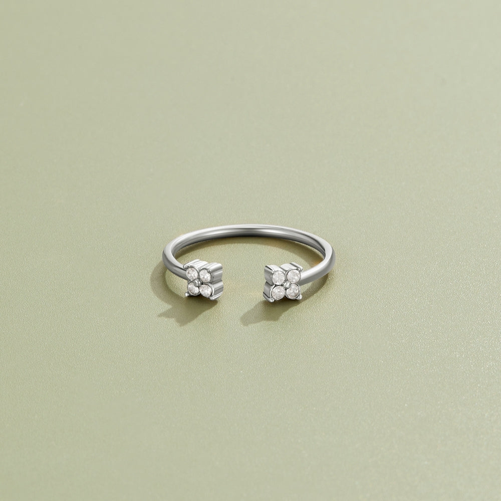 Twin Petal Silver Ring
