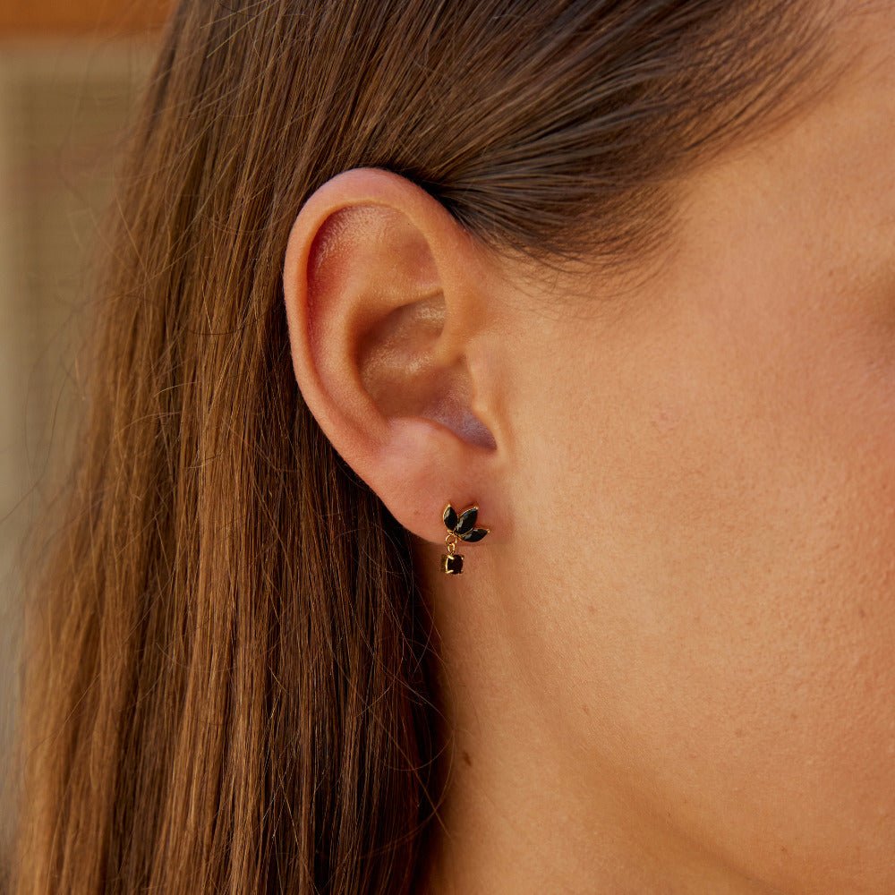 Amara Black Crystal Bloom Earrings - Beautiful Earth Boutique