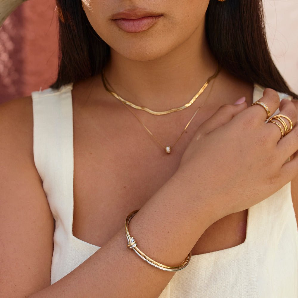 Ava Two-Toned Twisted Bangle - Beautiful Earth Boutique