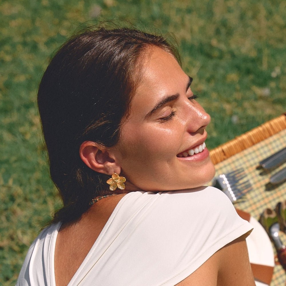 Blooming Gold Flower Earrings - Beautiful Earth Boutique
