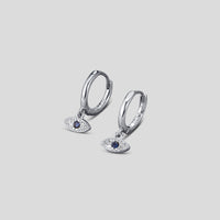 Silver Blue Evil Eye Drop Earrings