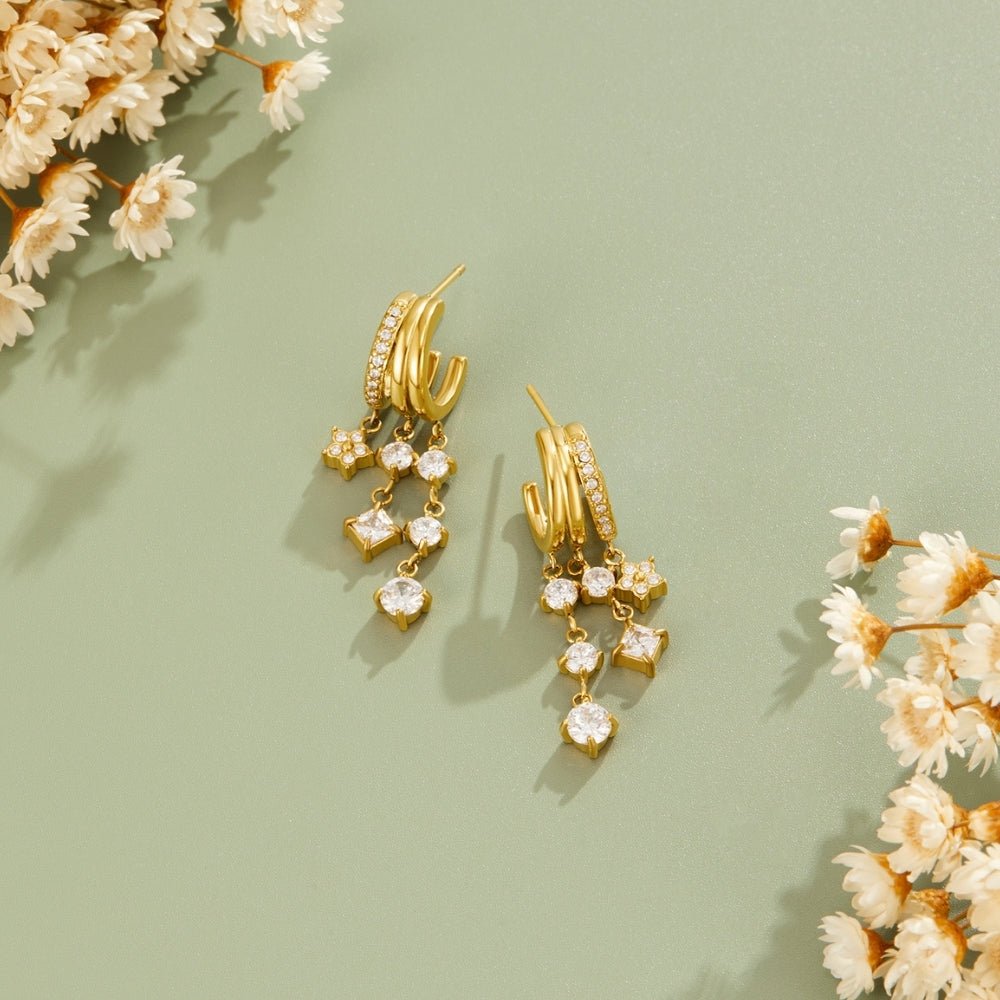 Crystal Bloom Triple Layered Earrings - Beautiful Earth Boutique