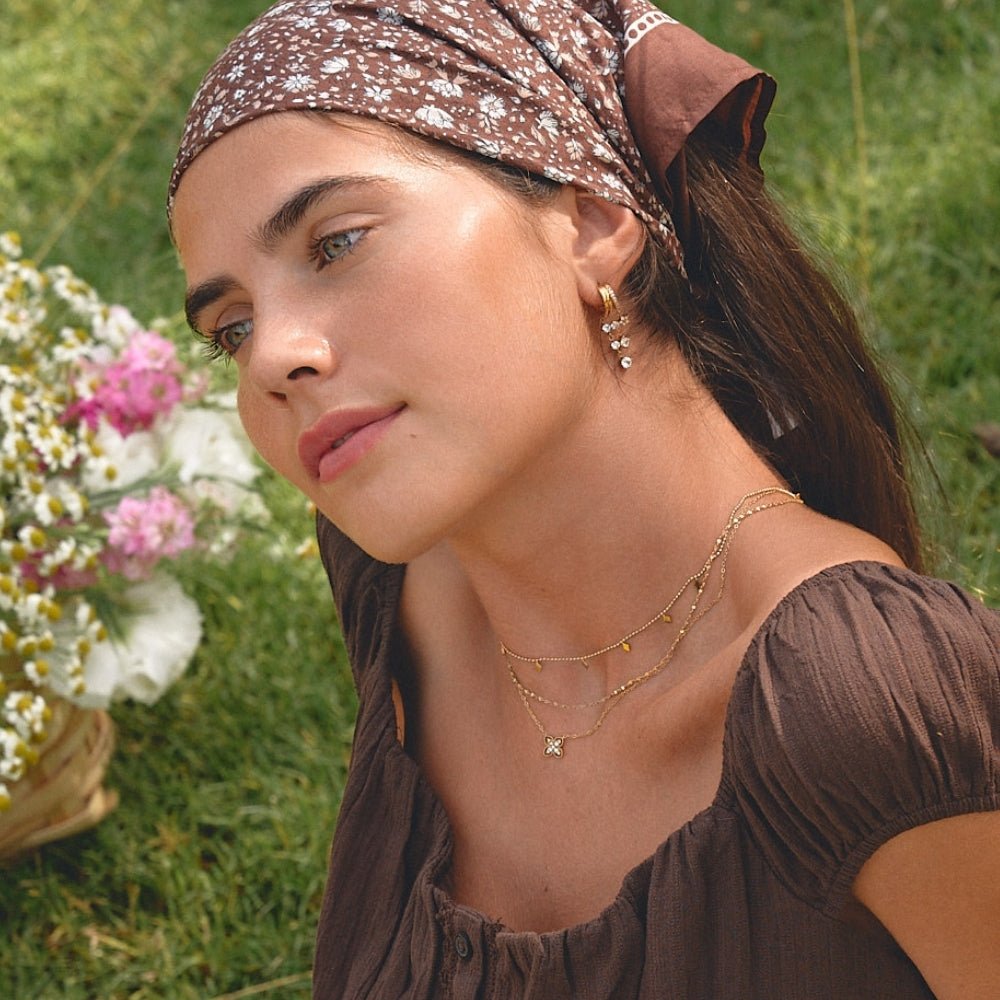 Crystal Bloom Triple Layered Earrings - Beautiful Earth Boutique