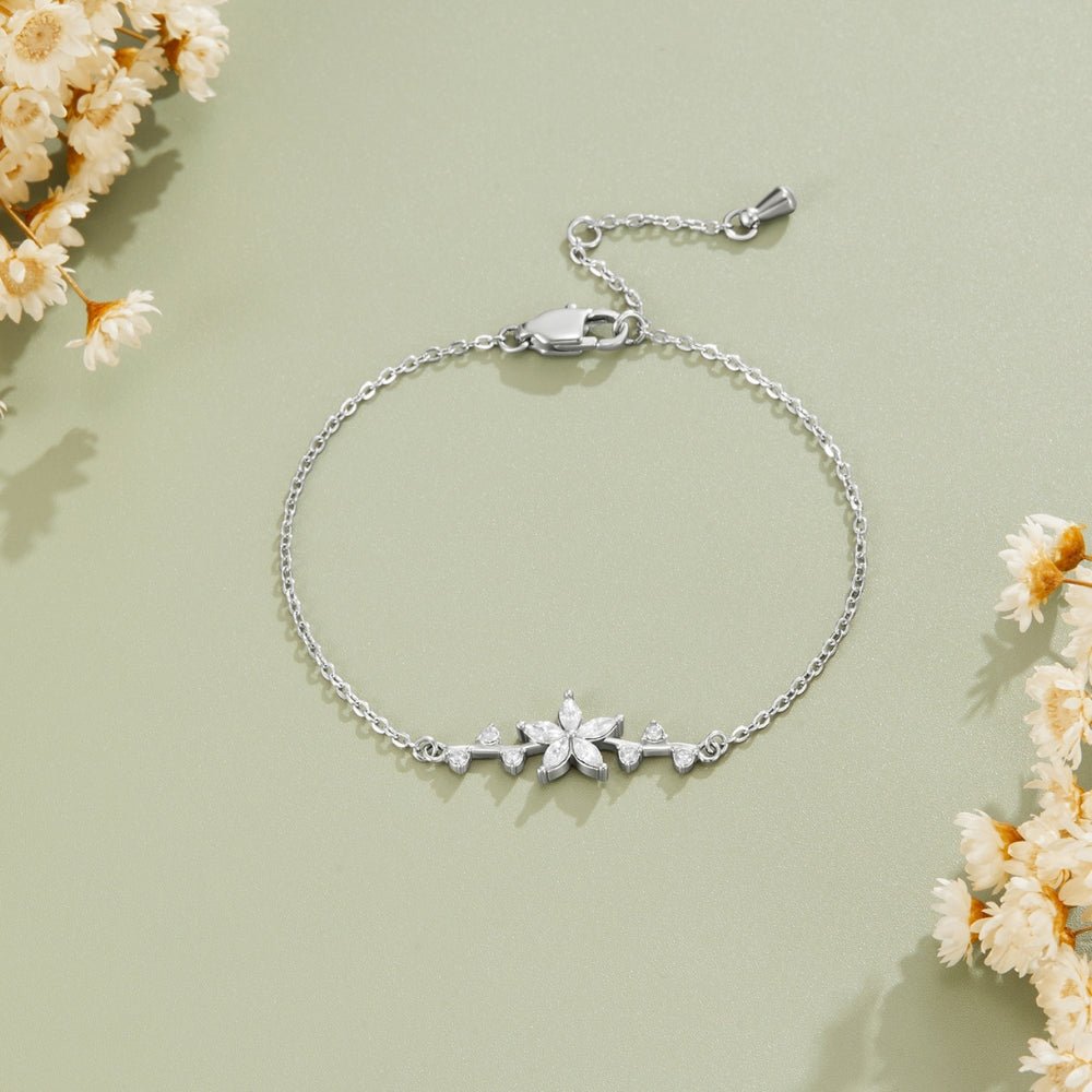 Crystal Flower Silver Bracelet - Beautiful Earth Boutique