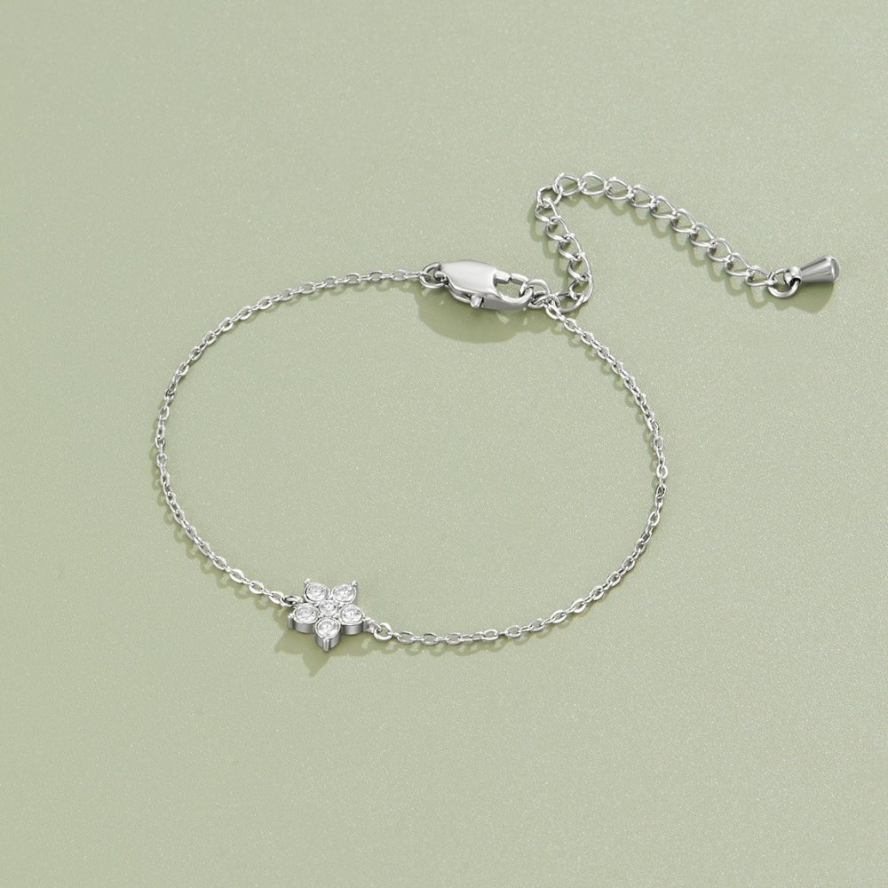 Elara Crystal Bloom Silver Bracelet - Beautiful Earth Boutique