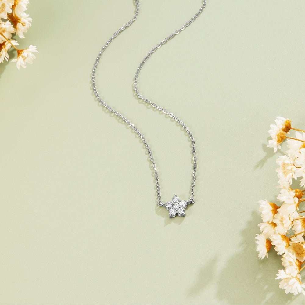 Elara Crystal Bloom Silver Necklace - Beautiful Earth Boutique