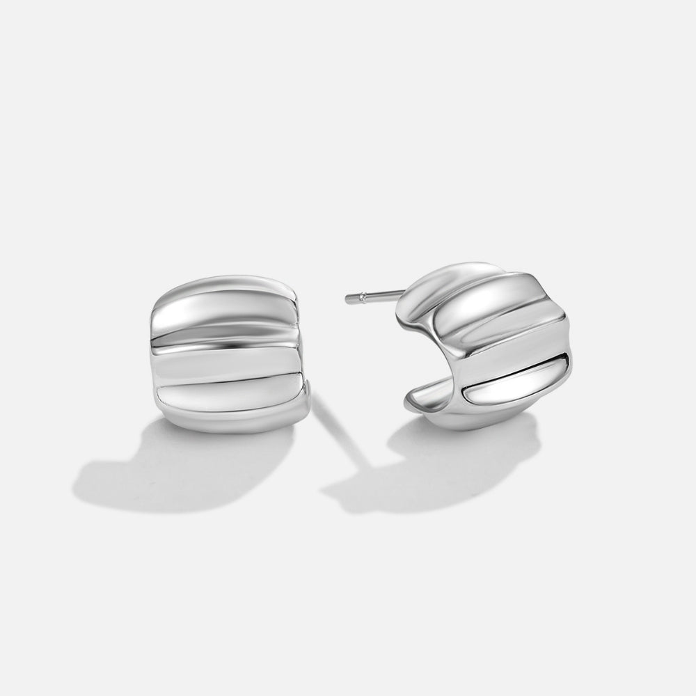 Elsa Mini Wave Silver Hoop Earrings - Beautiful Earth Boutique