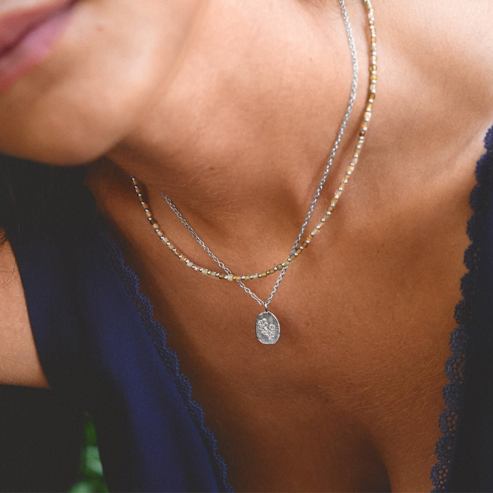Engraved Wildflower Silver Necklace - Beautiful Earth Boutique