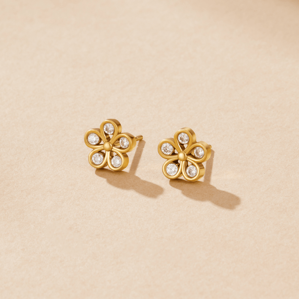 Five Petal Bloom Gold Earrings - Beautiful Earth Boutique