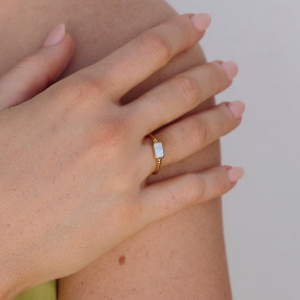 Gold Moonlight Pearl Shell Ring - Beautiful Earth Boutique