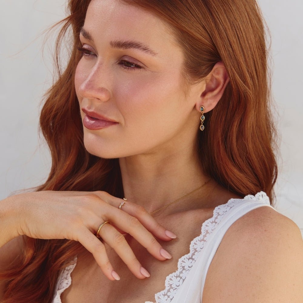 Golden Iridescent Pearl Drop Earrings - Beautiful Earth Boutique