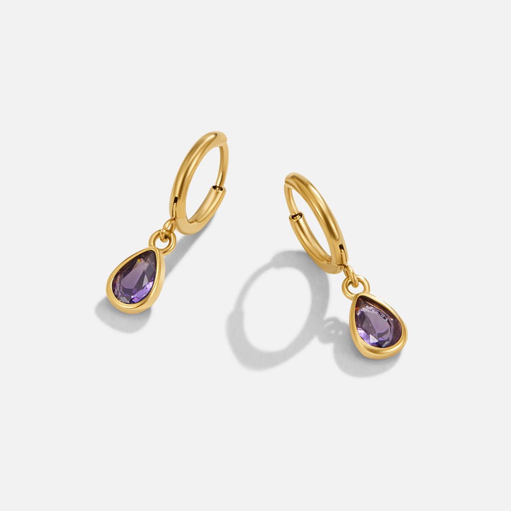 Golden Purple Teardrop Earrings - Beautiful Earth Boutique