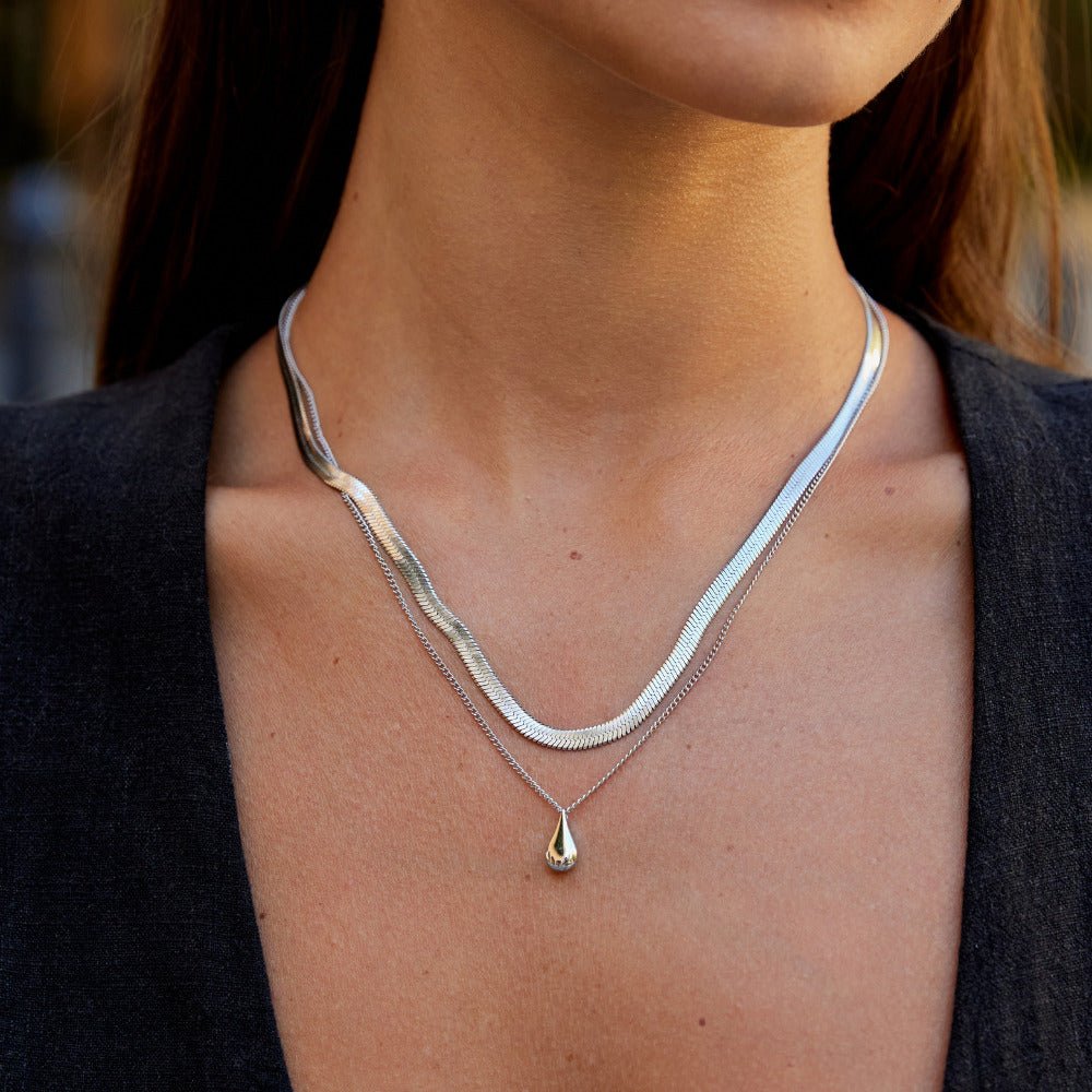 Layered Silver Bella Teardrop Necklace - Beautiful Earth Boutique