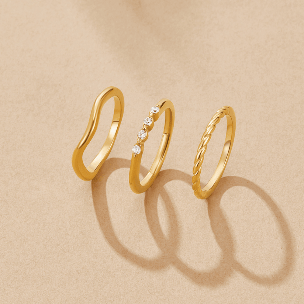 Lia Crystal & Gold Stack Ring - Beautiful Earth Boutique