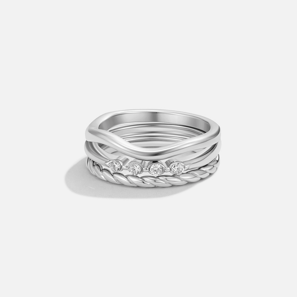 Lia Crystal & Silver Stack Ring - Beautiful Earth Boutique