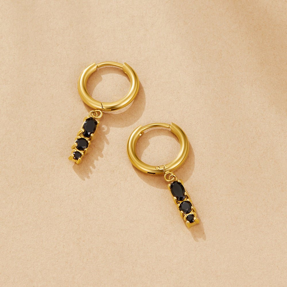 Obsidian Drop Hoop Earrings - Beautiful Earth Boutique