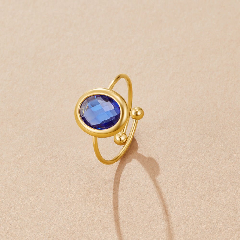 Sapphire Blue Crystal Gold Ring - Beautiful Earth Boutique