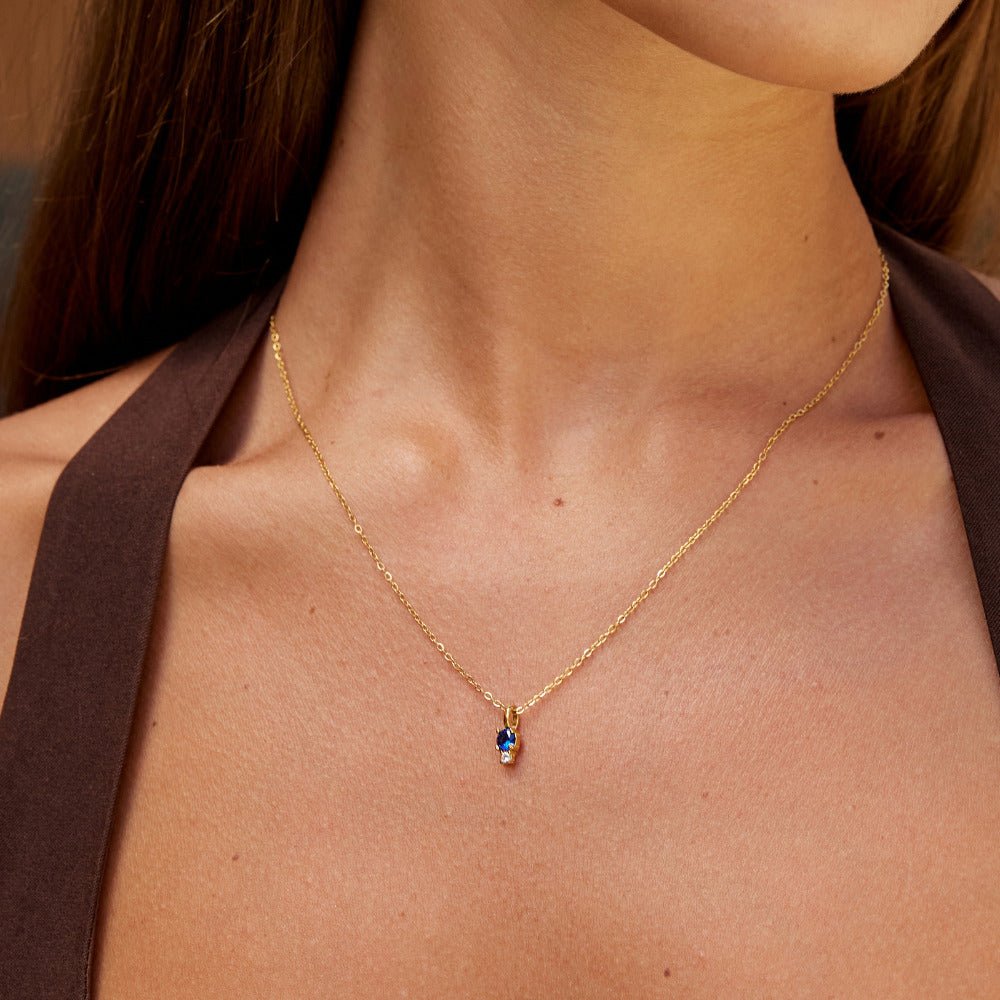 Sapphire Drop Pendant Necklace - Beautiful Earth Boutique