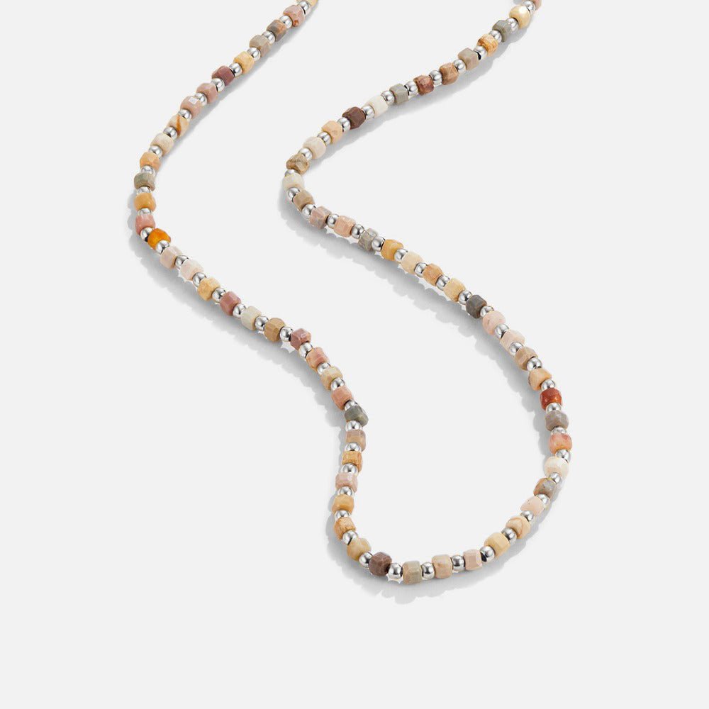 Silver Alashan Stone Bead Necklace - Beautiful Earth Boutique