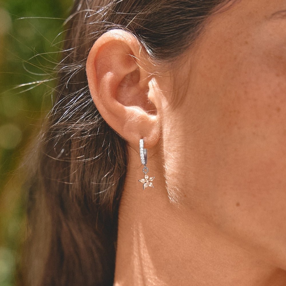 Silver Crystal Petal Drop Earrings - Beautiful Earth Boutique