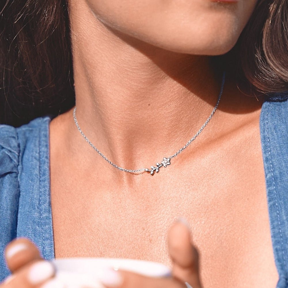 Silver Crystal Vine Necklace - Beautiful Earth Boutique