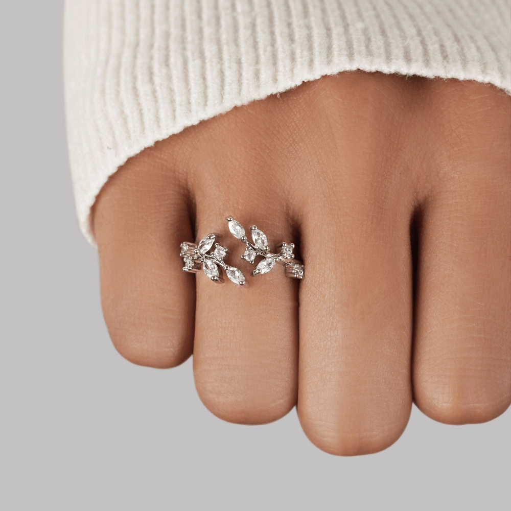 Silver Crystal Vine Ring - Beautiful Earth Boutique