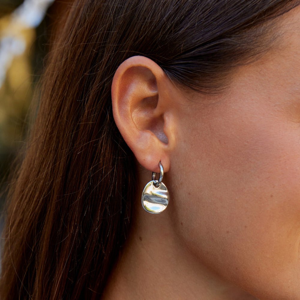 Silver Disc Drop Earrings - Beautiful Earth Boutique