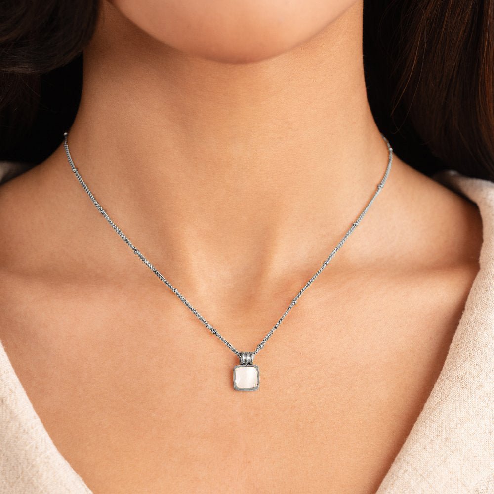 Silver Lucia White Shell Pendant Necklace - Beautiful Earth Boutique