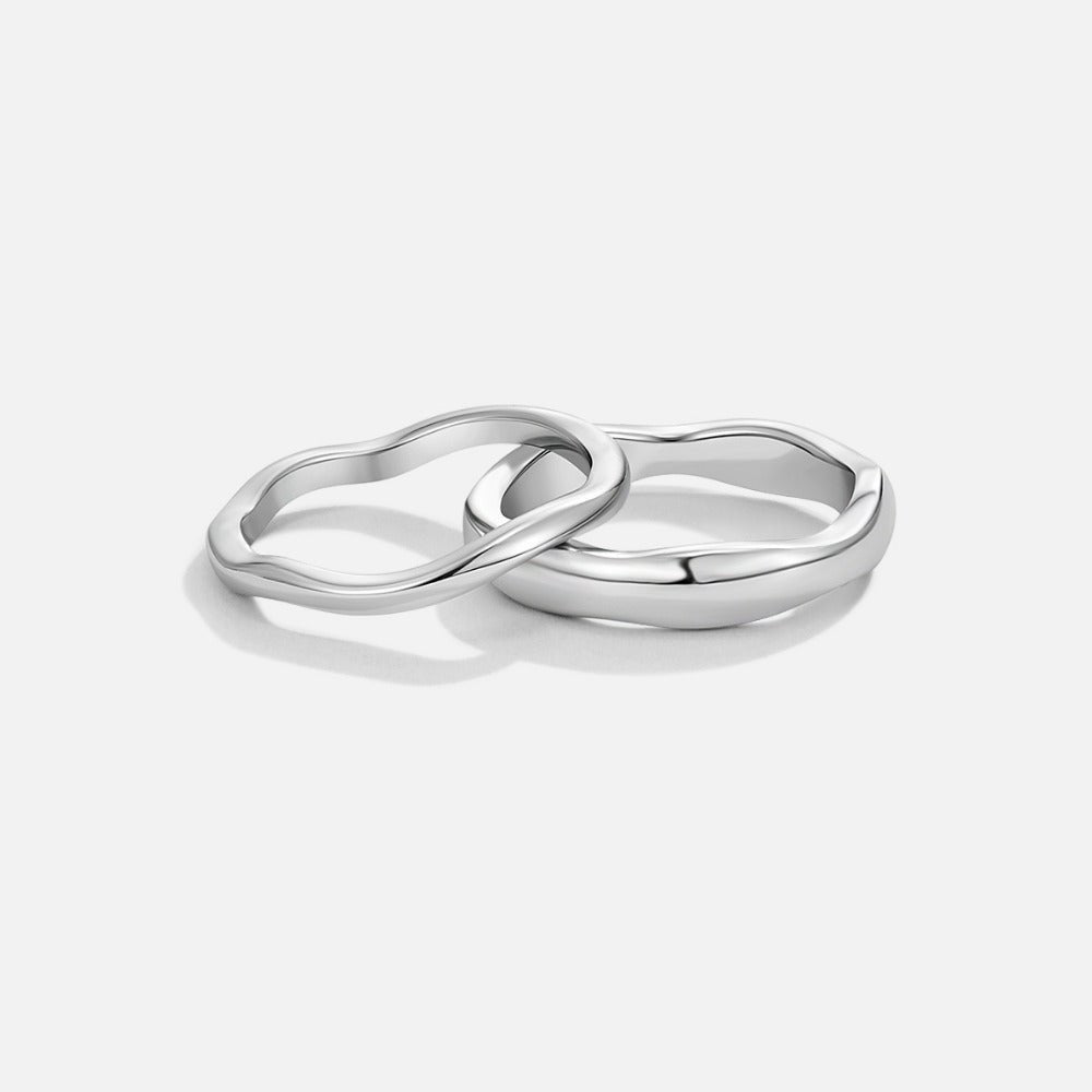 Silver Madison Wave Ring Set - Beautiful Earth Boutique