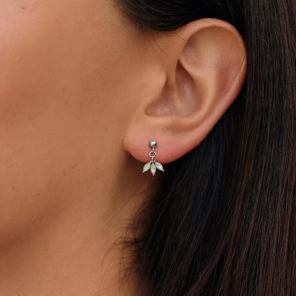 Silver Marquise Petal Drop Earrings - Beautiful Earth Boutique
