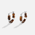 Silver Tiger Eye Cube Hoop Earrings - Beautiful Earth Boutique