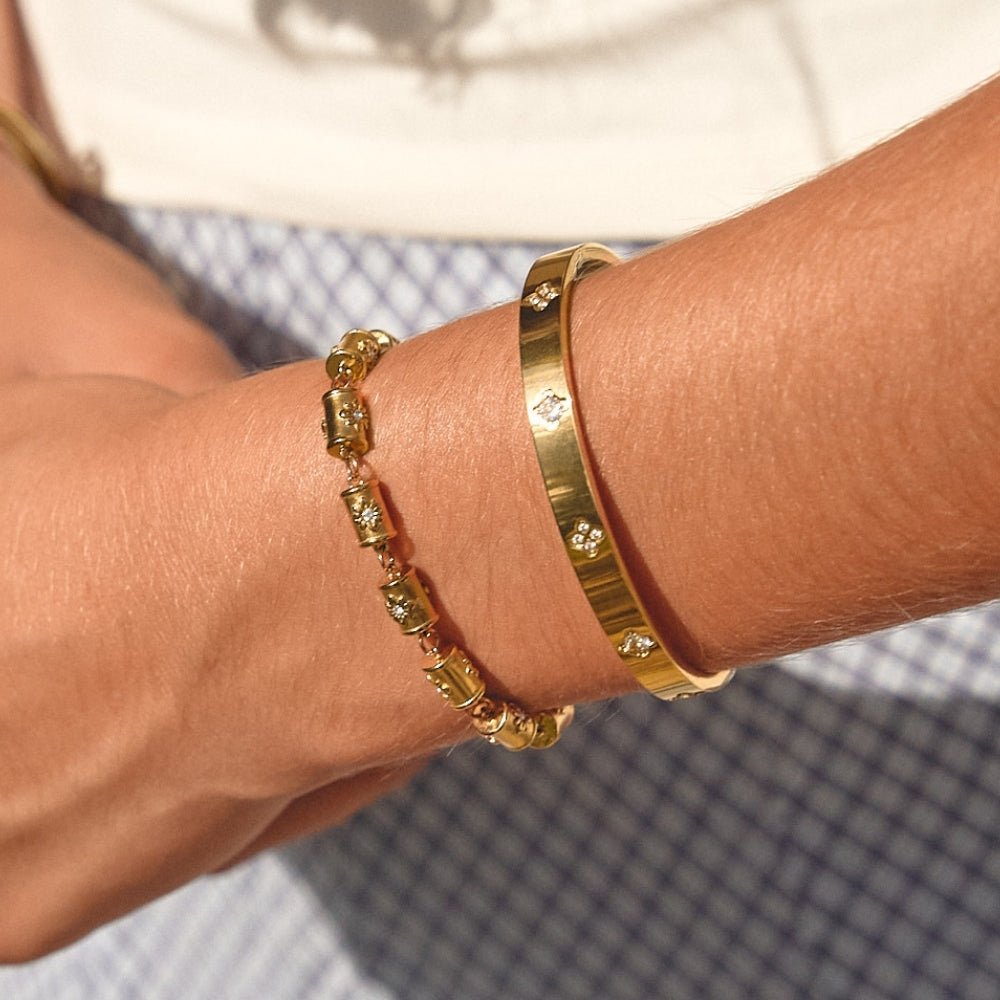 Stellar Gold Barrel Bracelet - Beautiful Earth Boutique