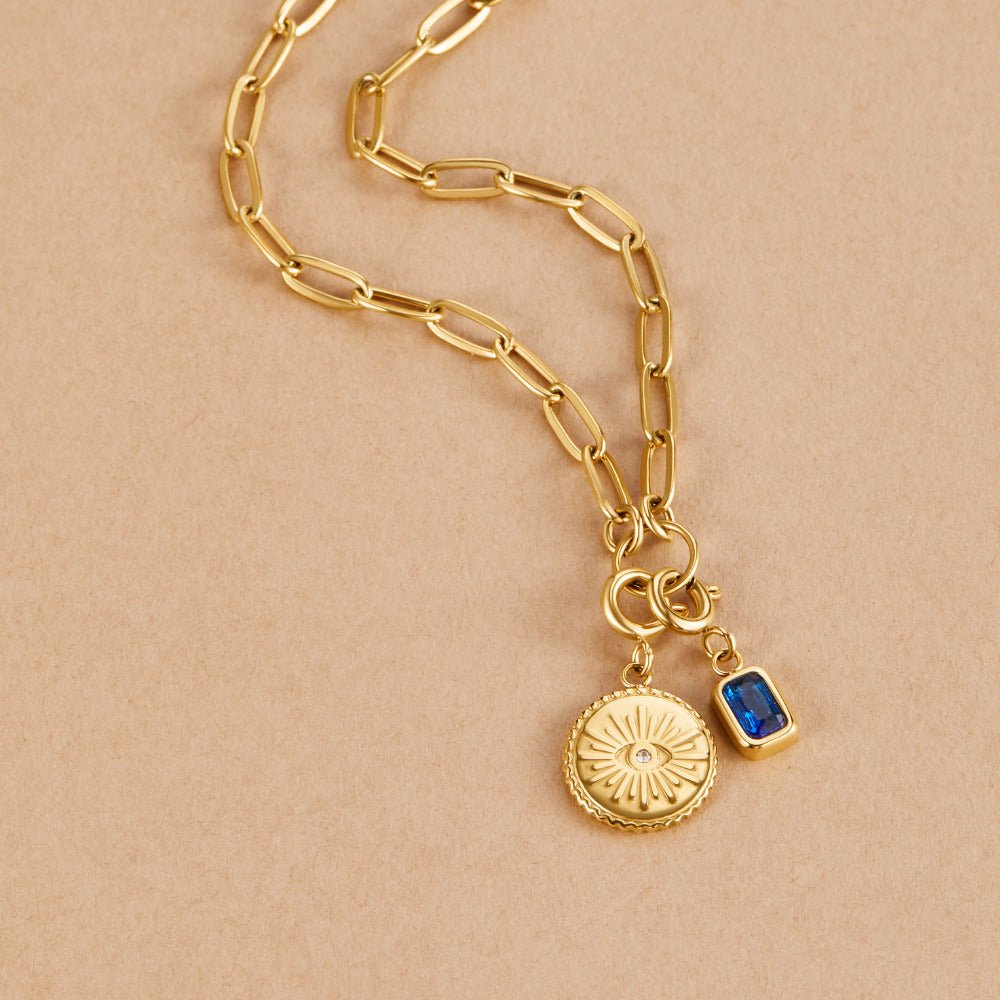 'The Truth' Gold Eye Coin Charm - Beautiful Earth Boutique