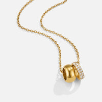 Twin Gold & Crystal Ring Pendant Necklace - Beautiful Earth Boutique