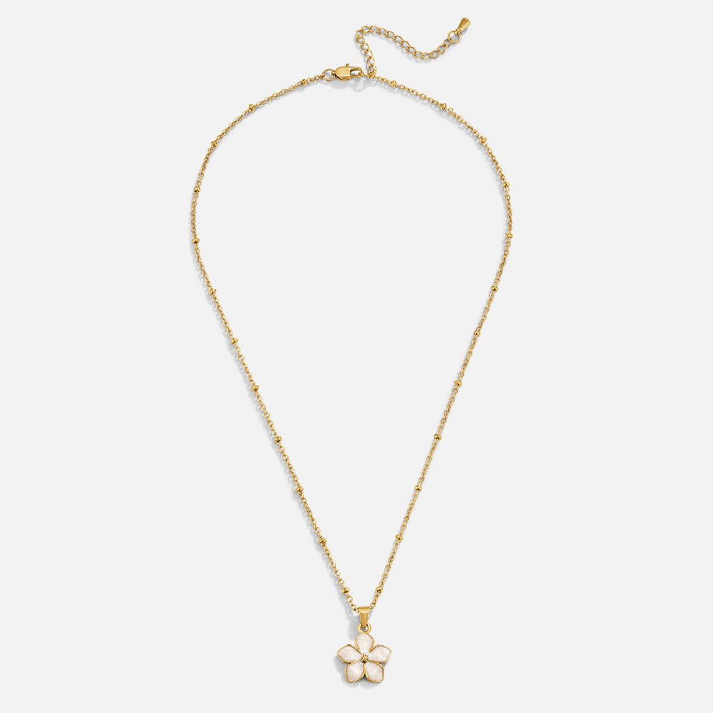 White Sakura Bloom Gold Necklace - Beautiful Earth Boutique