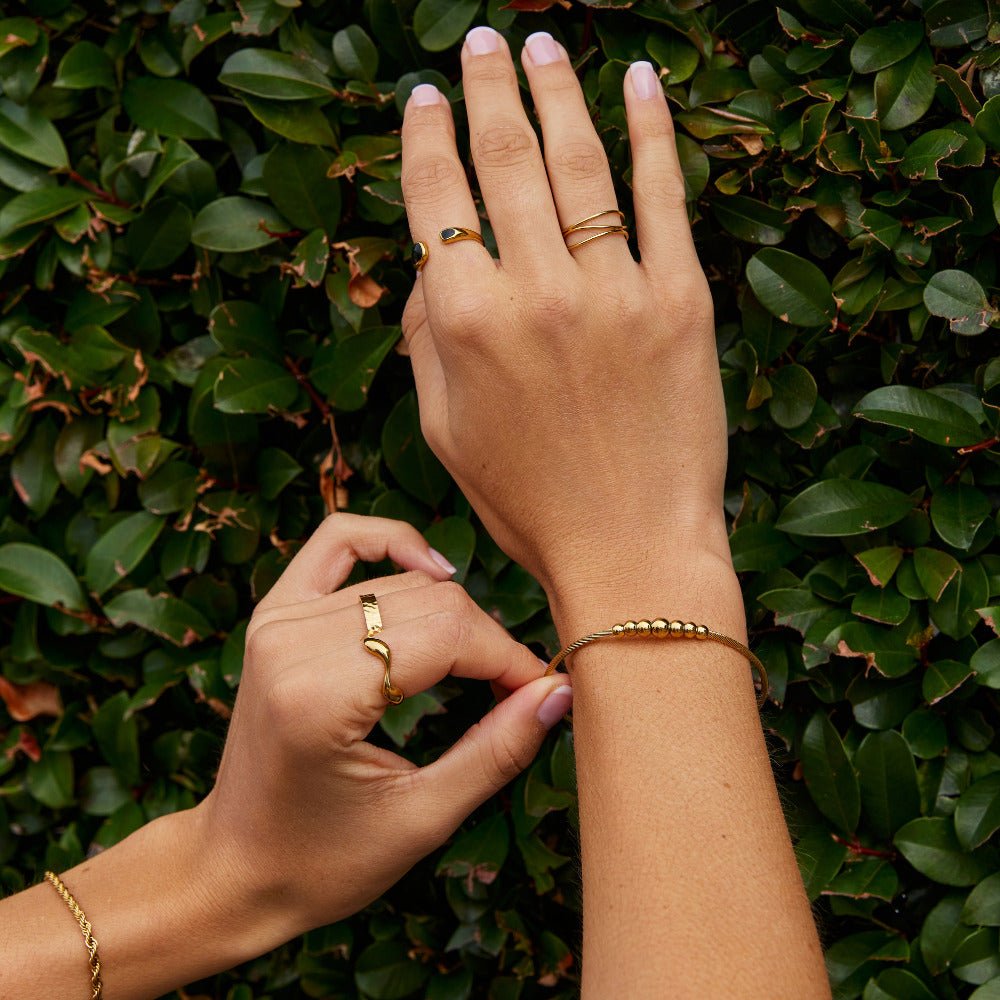 Yuri Gold Bead Bangle - Beautiful Earth Boutique